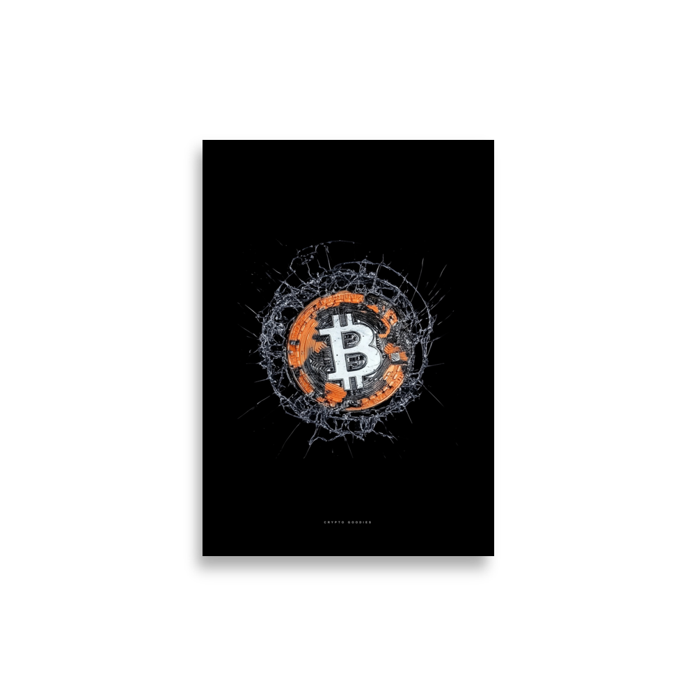 Bitcoin Shattered Glass Poster