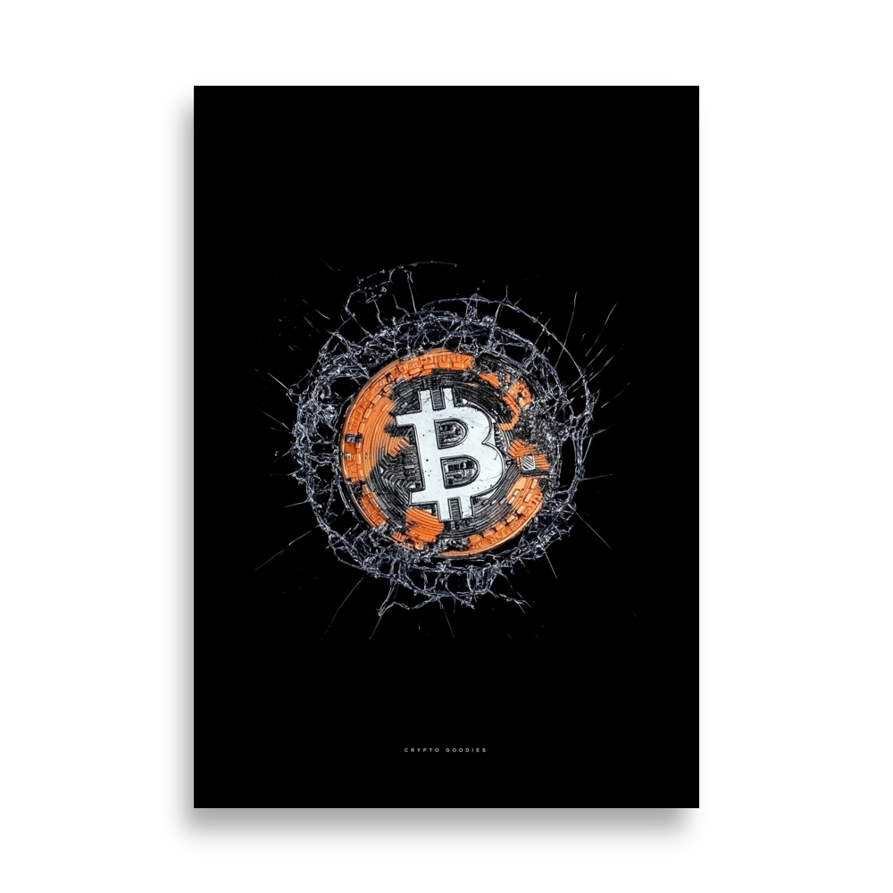 Bitcoin Shattered Glass Poster