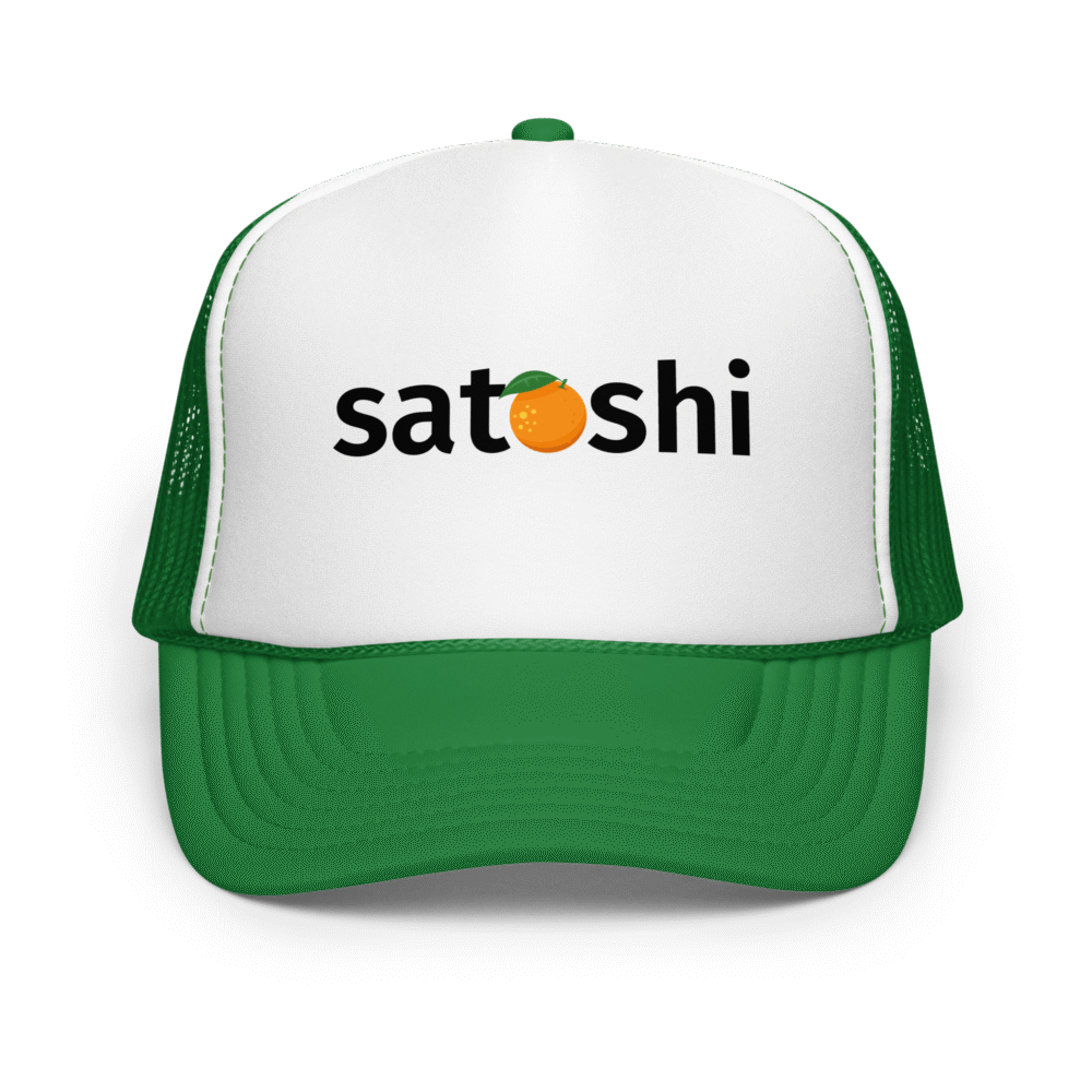 Satoshi Orange Foam Trucker Hat - Foam Trucker Hat Kelly White Kelly One Size Front 69079Daa3959D