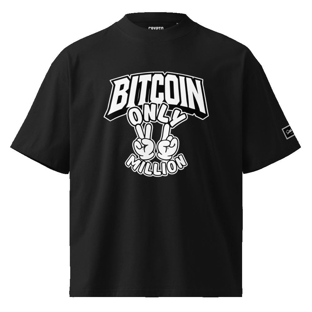 Bitcoin: 21M Only Oversized Tee - Unisex Organic Oversized High Neck T Shirt Black Front 690A6A961B7F2