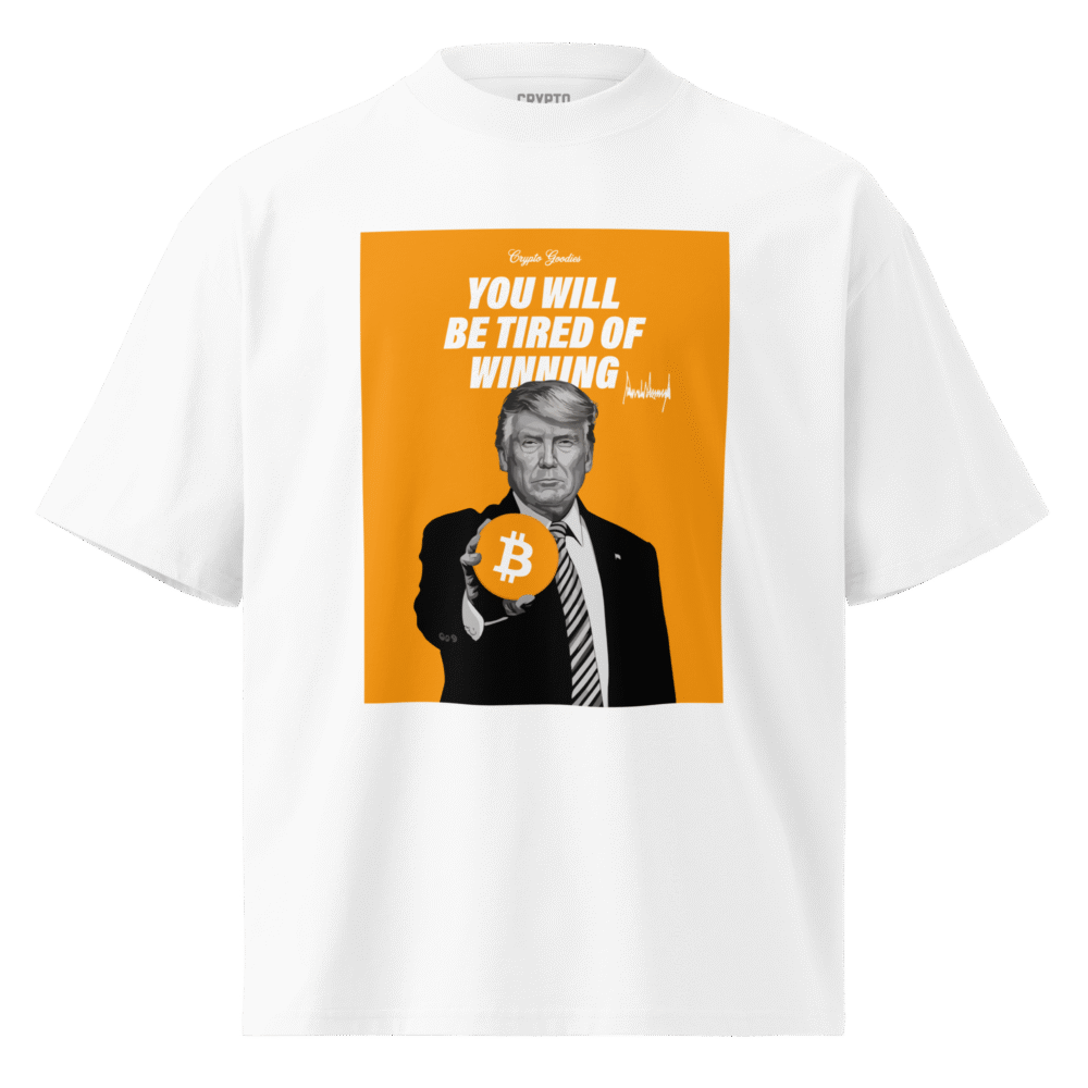 Btc: Tired Of Winning Oversized Tee - Unisex Organic Oversized High Neck T Shirt White Front 690F2Cc0B4Ad7