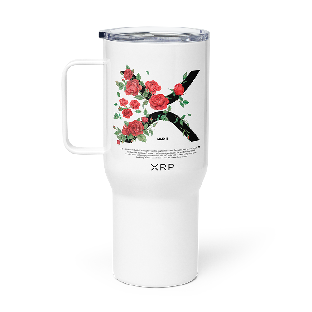 XRP & Roses Travel Mug With a Handle