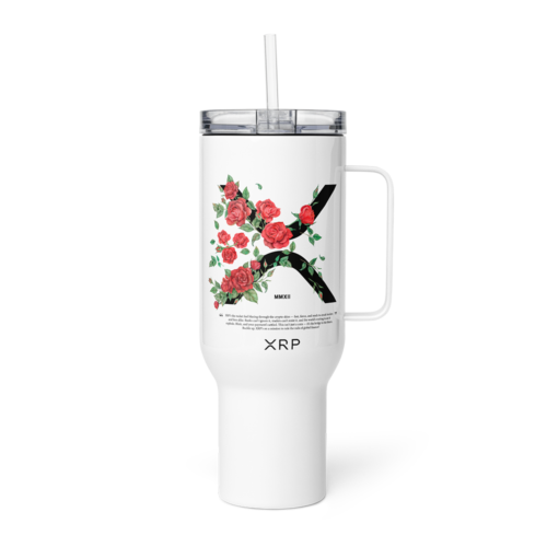 XRP & Roses Travel Mug With a Handle