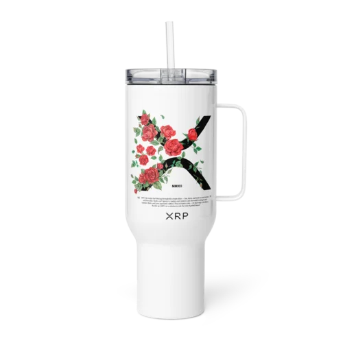 XRP & Roses Travel Mug With a Handle