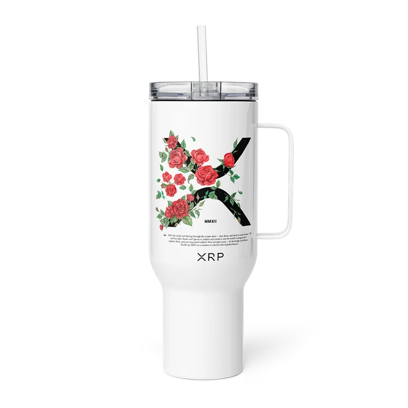 XRP & Roses Travel Mug With a Handle