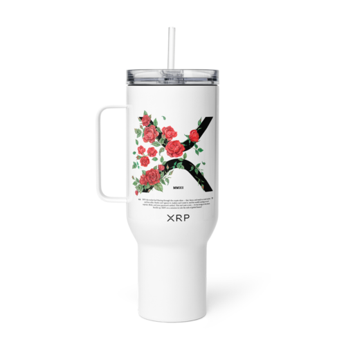 XRP & Roses Travel Mug With a Handle