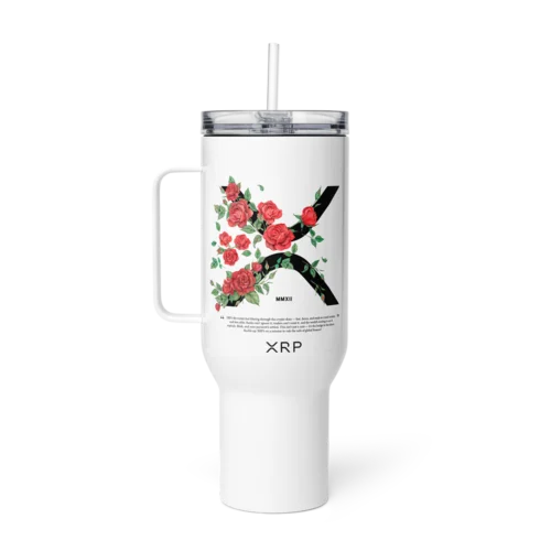 XRP & Roses Travel Mug With a Handle