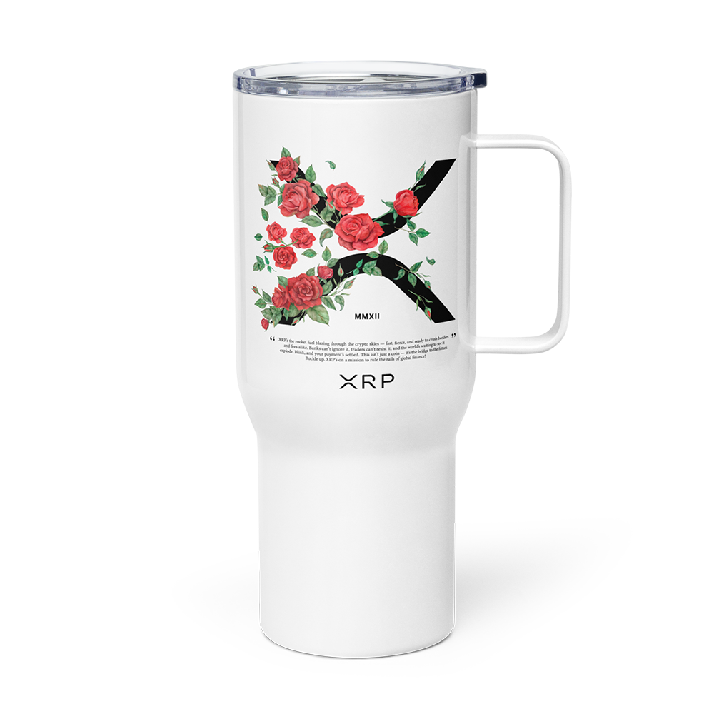 XRP & Roses Travel Mug With a Handle