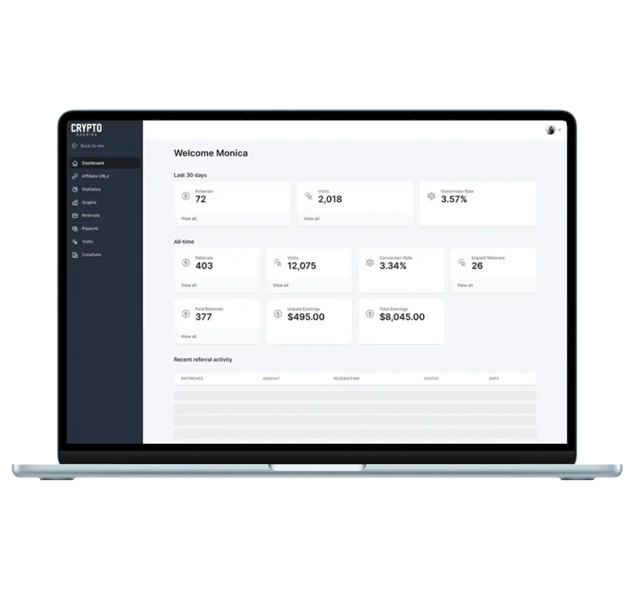 Affiliate Program - Partner Program Screen