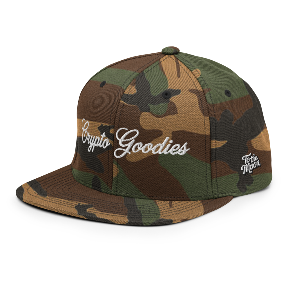 Crypto Goodies Camo Snapback Hat