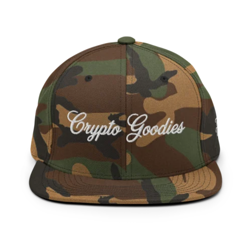 Crypto Goodies Camo Snapback Hat