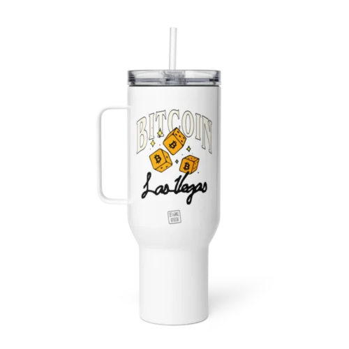 Bitcoin: Las Vegas Travel Mug With a Handle