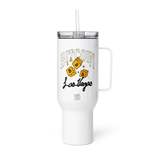 Bitcoin: Las Vegas Travel Mug With a Handle