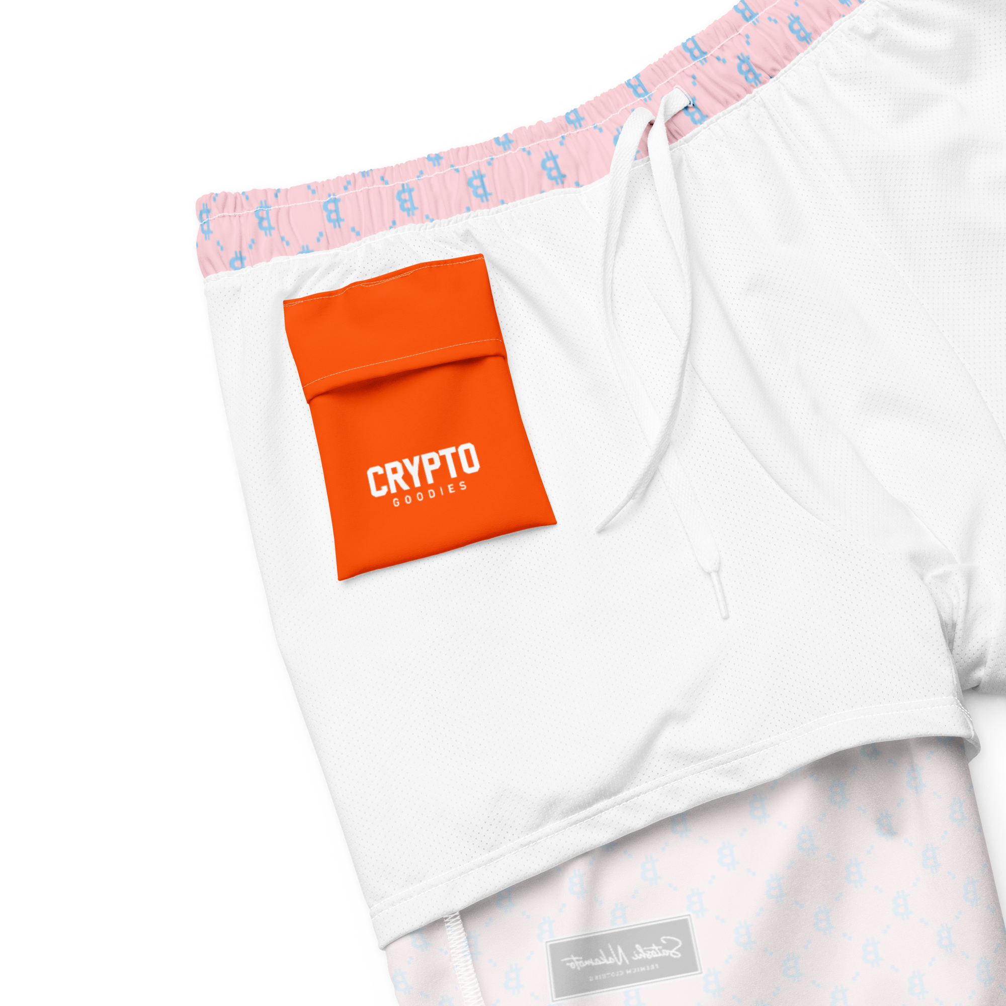 Bitcoin Baby Pink Premium Swim Trunks