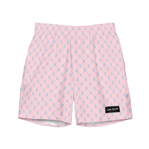 Bitcoin Baby Pink Premium Swim Trunks