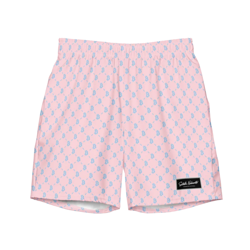 Bitcoin Baby Pink Premium Swim Trunks