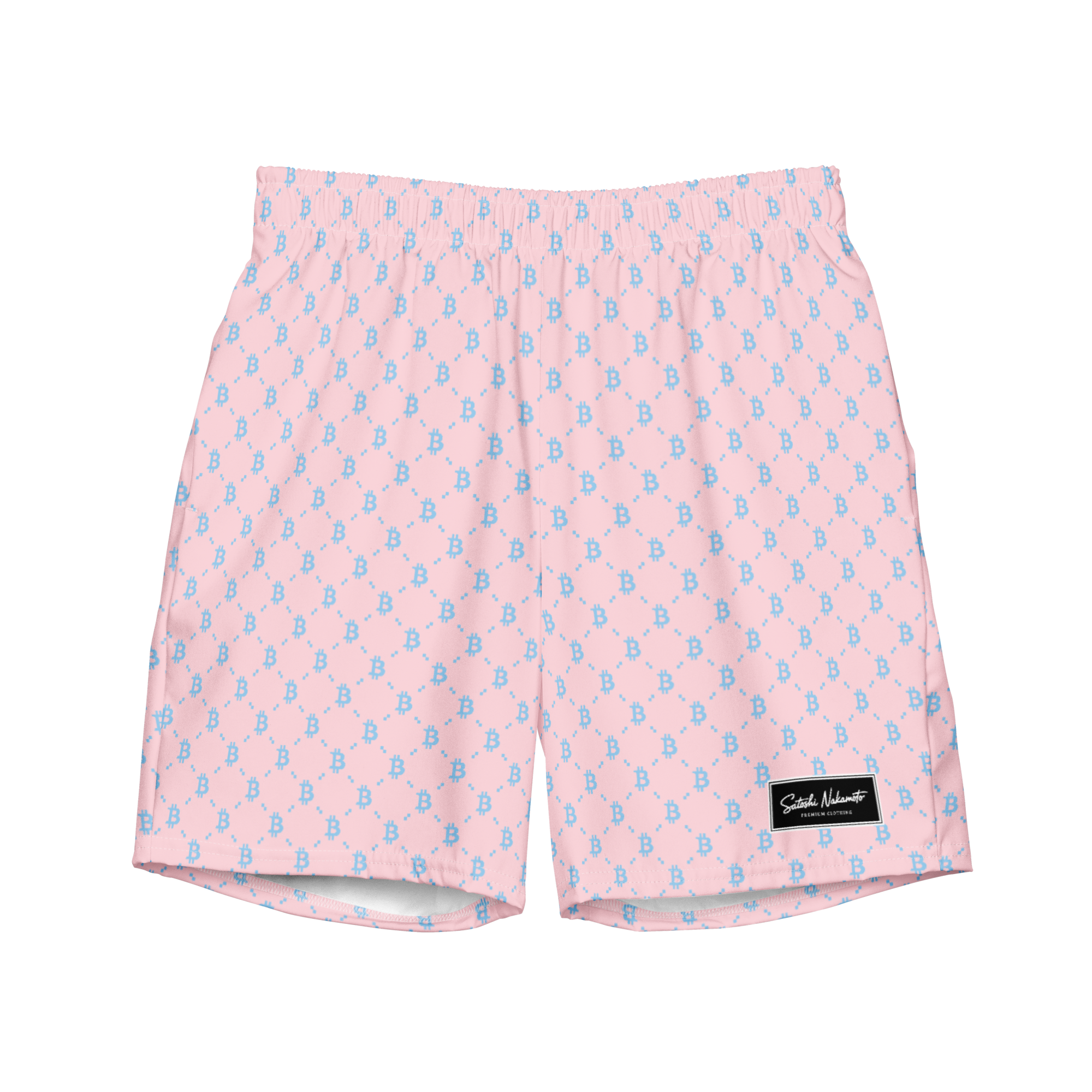 Bitcoin Baby Pink Premium Swim Trunks