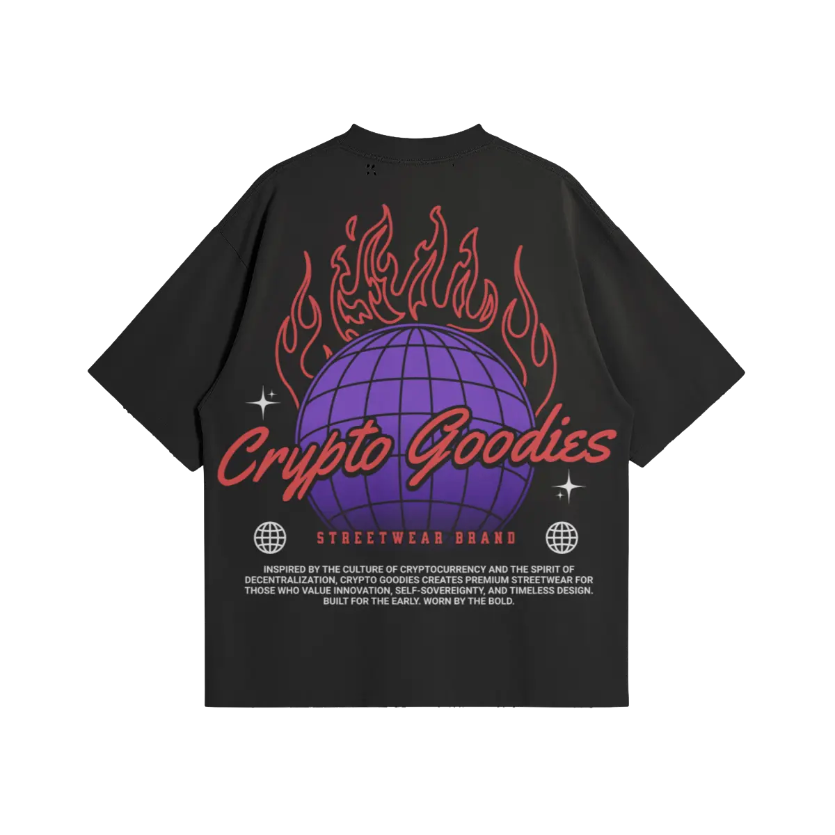 Crypto Goodies World Oversized Distressed Tee