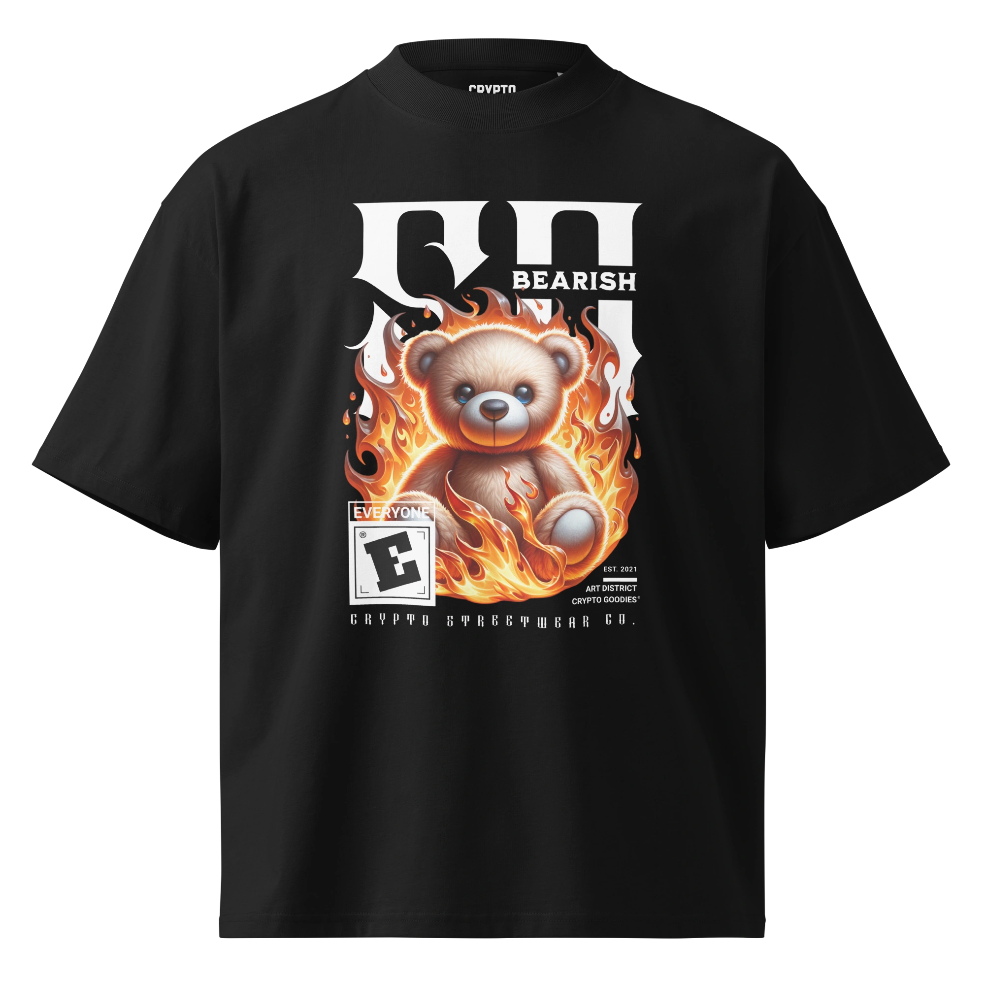 Shop - Unisex Organic Oversized High Neck Blaster 2.0 T Shirt Black Front 6A6753102Bdad