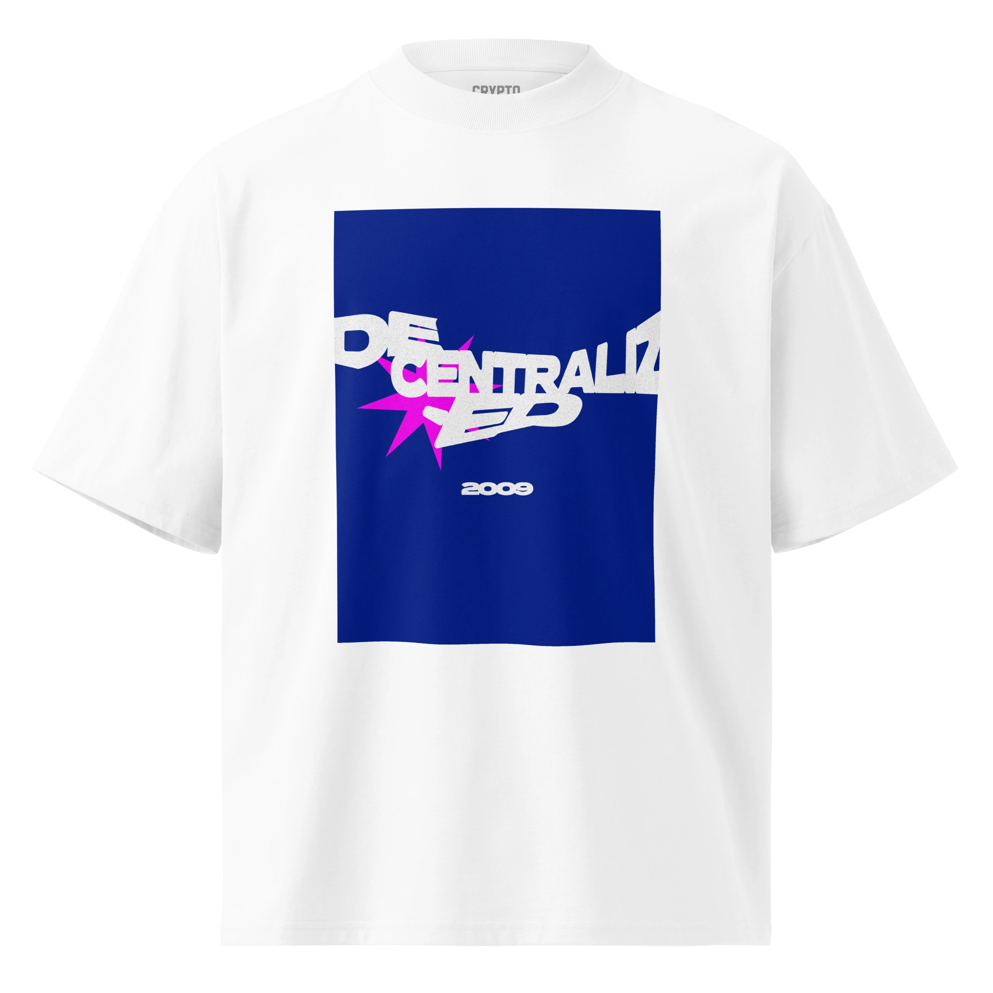 Shop - Unisex Organic Oversized High Neck Blaster 2.0 T Shirt White Front 6A65B253977C8