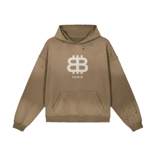 Bitcoin Paris Sun Faded Distressed Hoodie