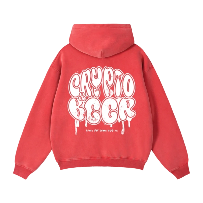 Crypto & Beer Zip-Up Boxy Fleece Hoodie