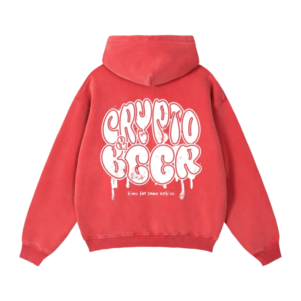 Crypto & Beer Zip-Up Boxy Fleece Hoodie