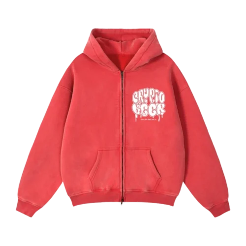Crypto & Beer Zip-Up Boxy Fleece Hoodie