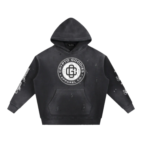Crypto Goodies Vintage Washed Frayed Fleece Hoodie