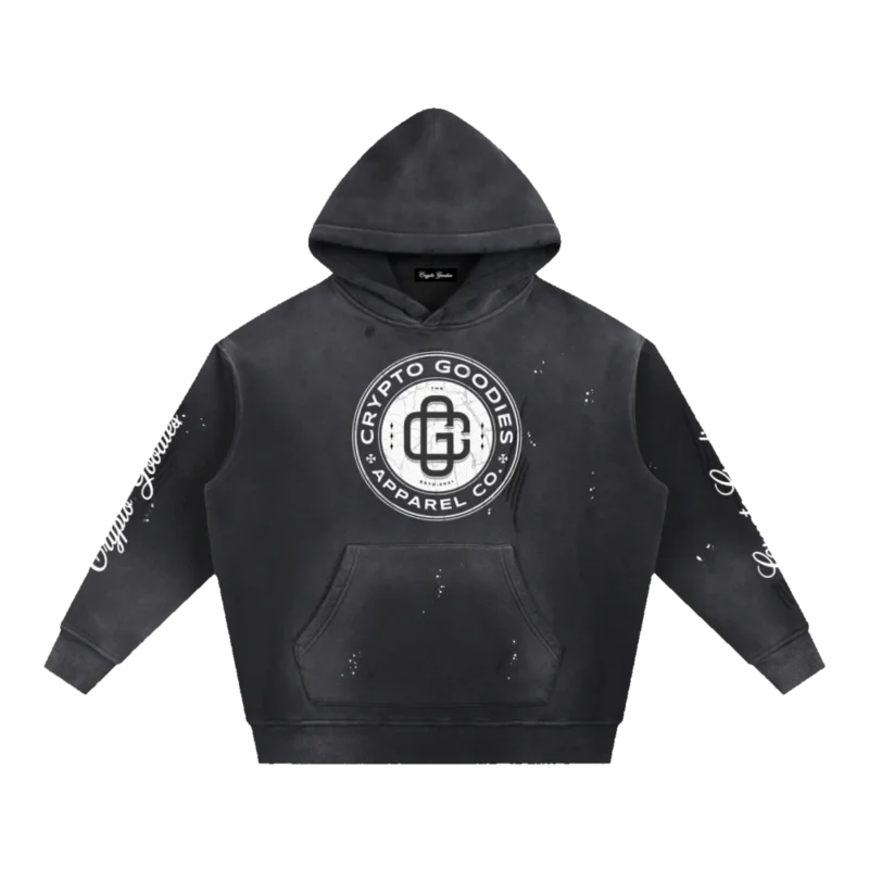 Crypto Goodies Vintage Washed Frayed Fleece Hoodie
