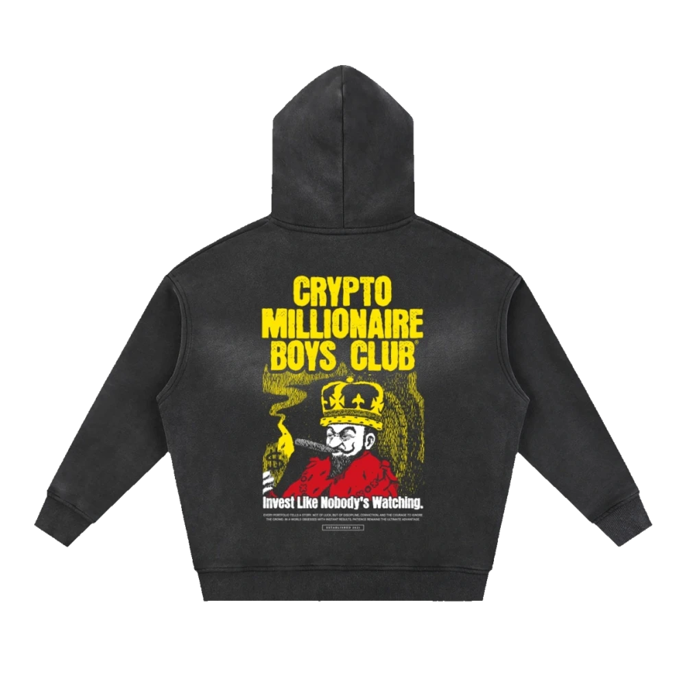 Crypto Millionaire Boys Club Zipper Boxy Fleece Hoodie