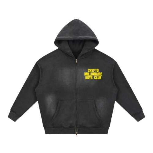 Crypto Millionaire Boys Club Zipper Boxy Fleece Hoodie