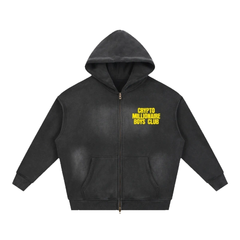 Crypto Millionaire Boys Club Zipper Boxy Fleece Hoodie