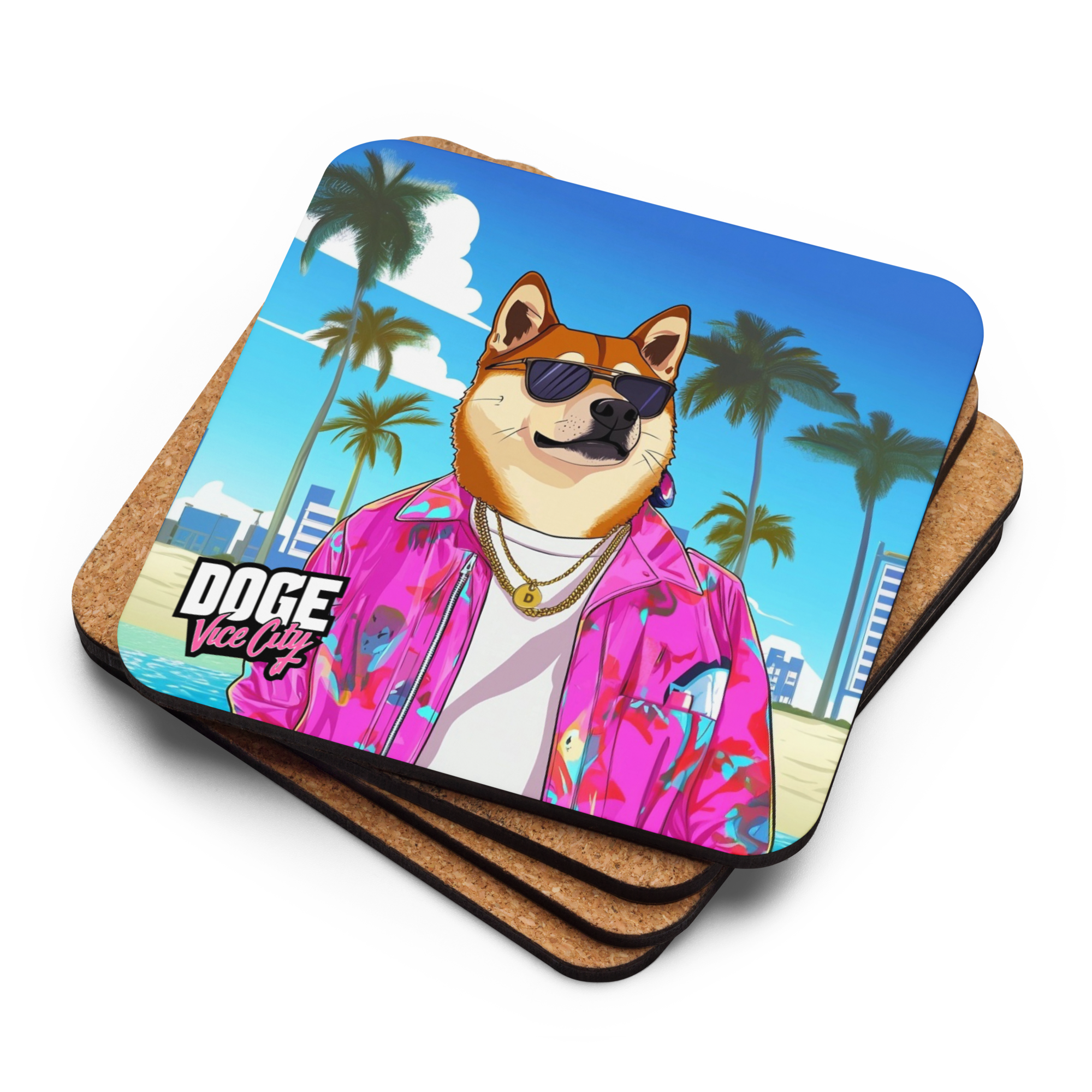 Doge: Vice City Cork-Back Coaster