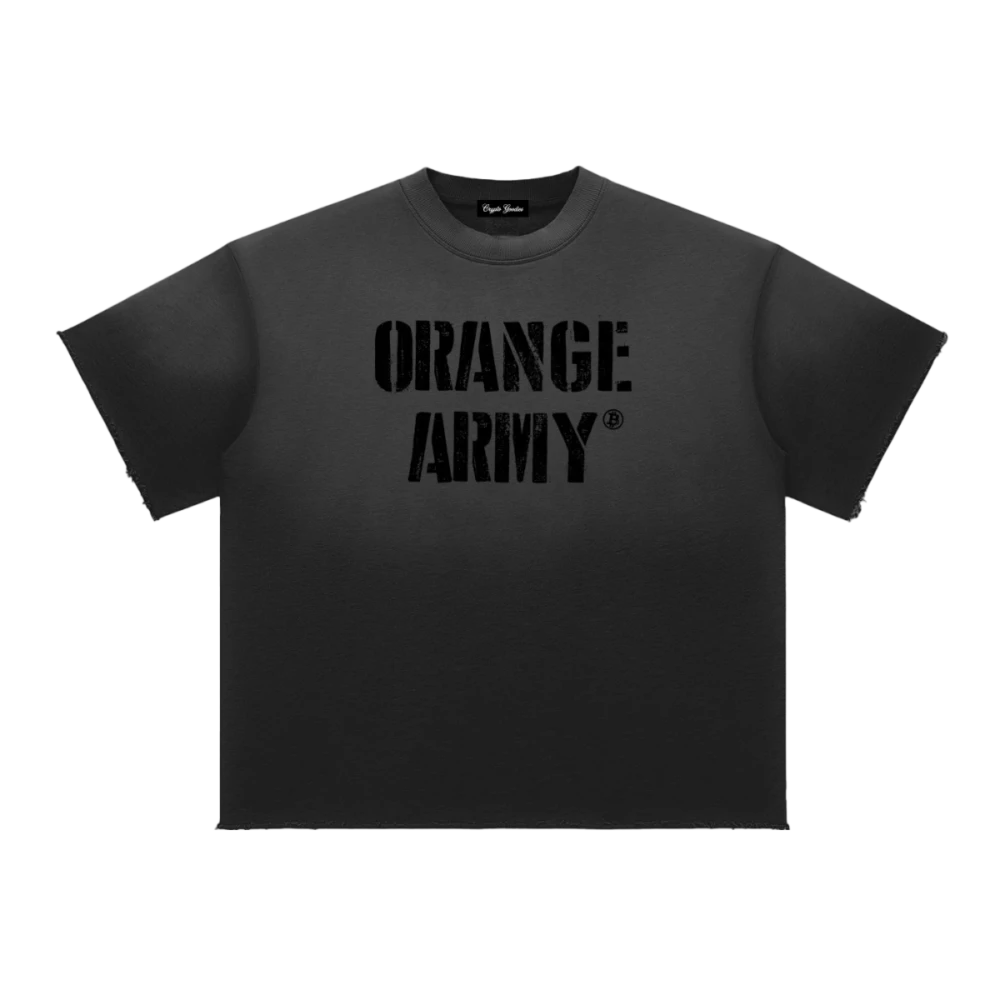 Orange Army Sun Fade Raw Edge Oversized T-Shirt