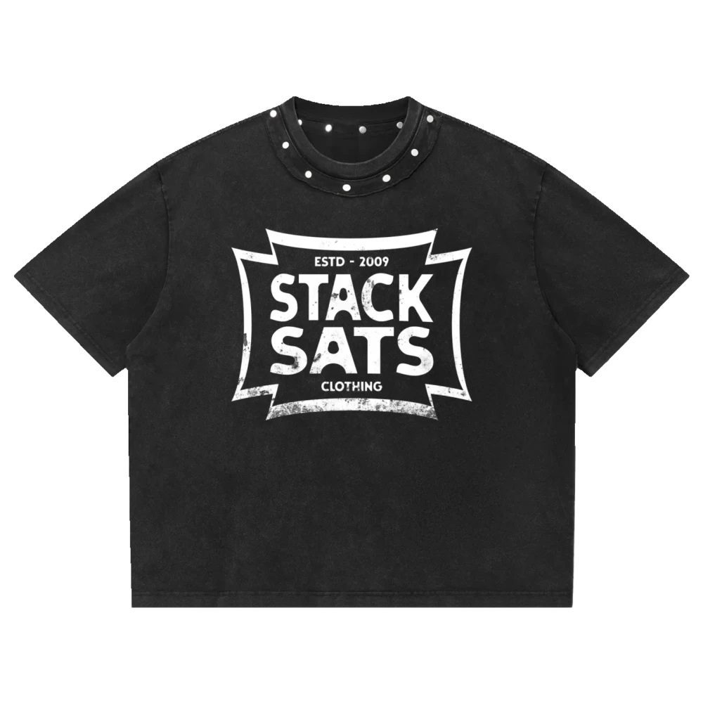 Stack Sats Washed Boxy Studded T-Shirt