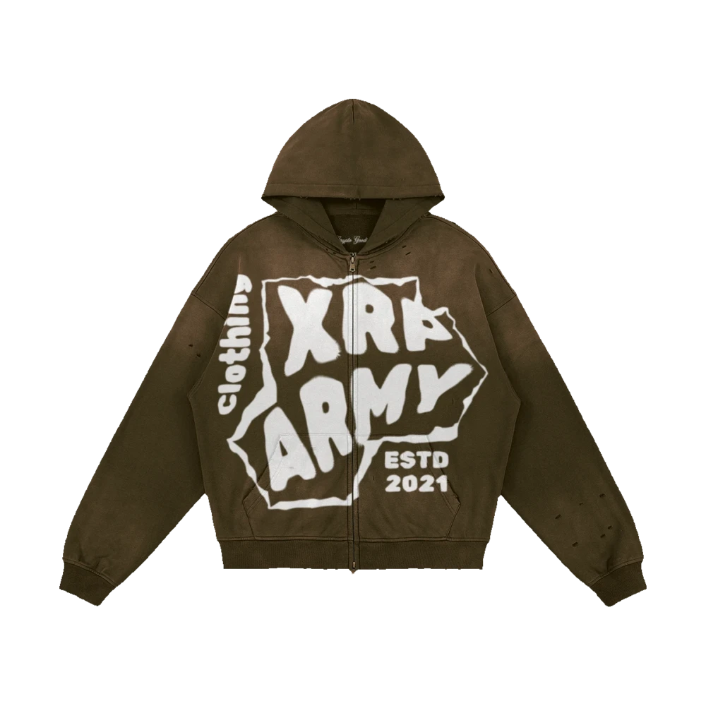 XRP Army Distressed Full-Zip Hoodie