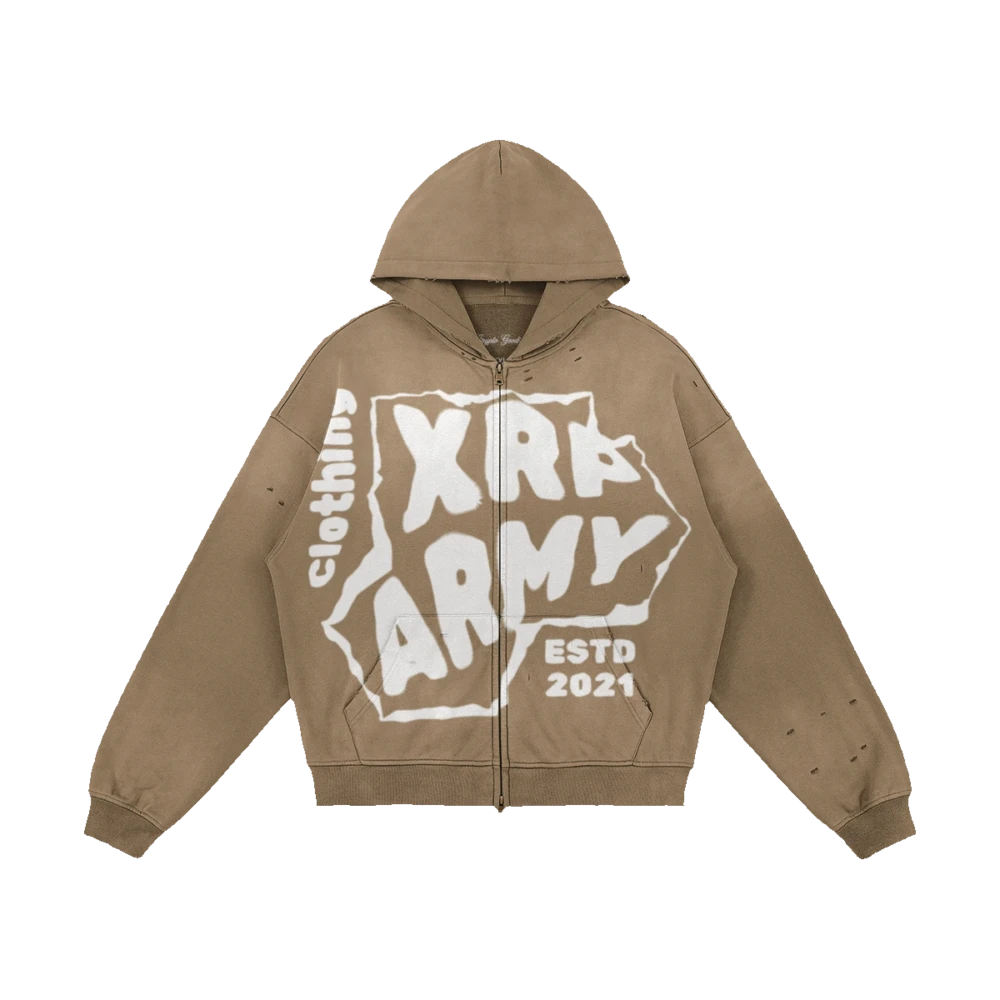 XRP Army Distressed Full-Zip Hoodie