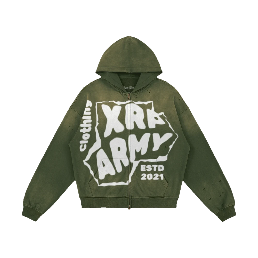 XRP Army Distressed Full-Zip Hoodie