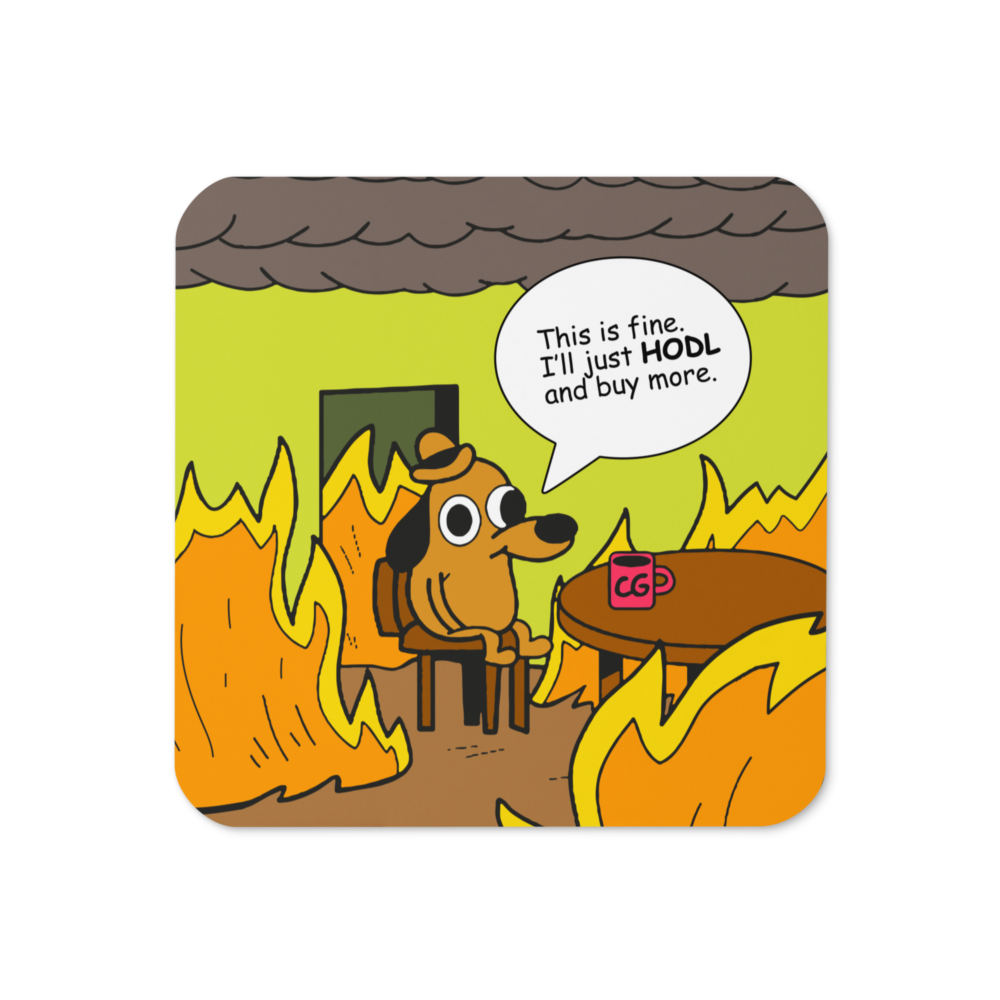 This Is Fine Meme Cork-Back Coaster