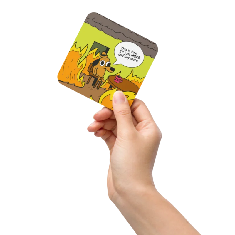 This Is Fine Meme Cork-Back Coaster