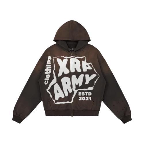 XRP Army Distressed Full-Zip Hoodie