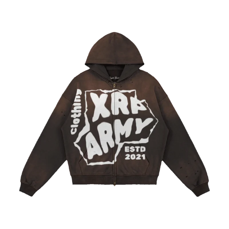 XRP Army Distressed Full-Zip Hoodie
