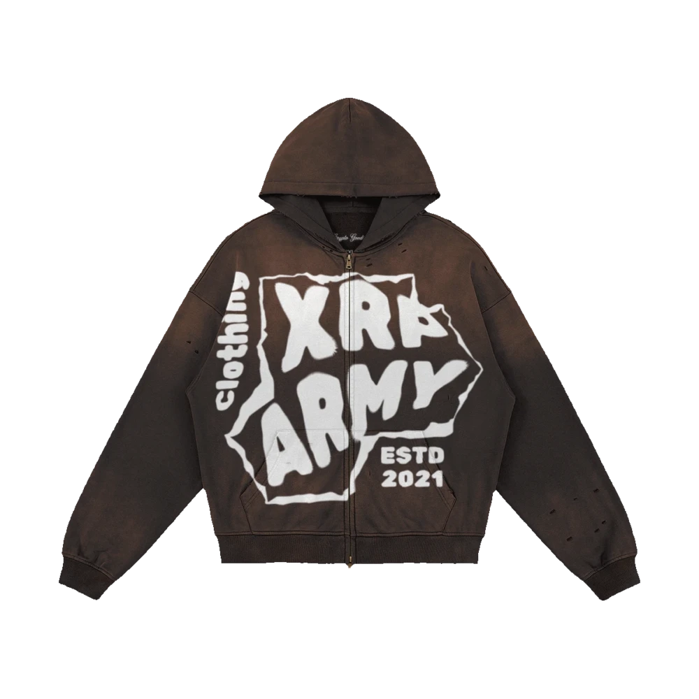 Xrp Army Distressed Full-Zip Hoodie