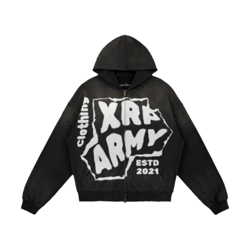 XRP Army Distressed Full-Zip Hoodie