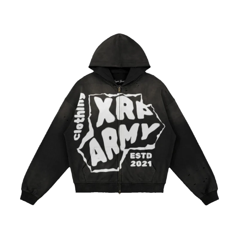 XRP Army Distressed Full-Zip Hoodie