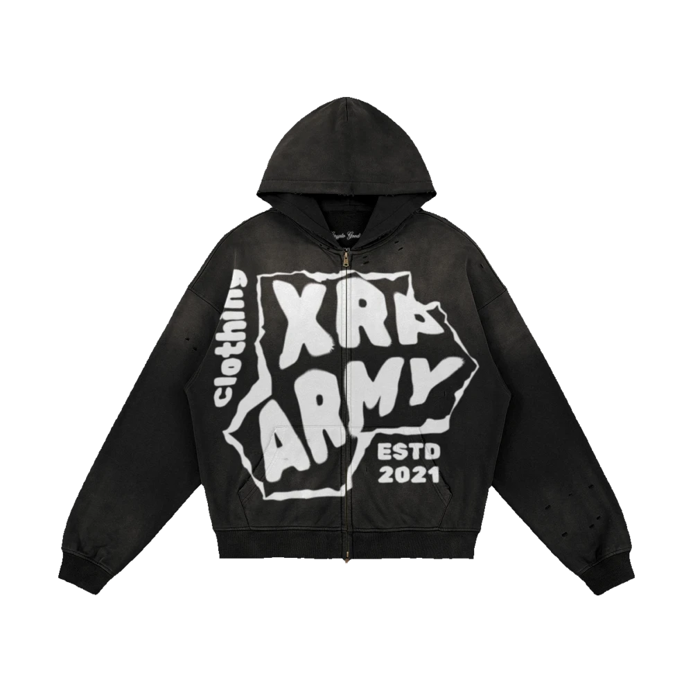 Xrp Army Distressed Full-Zip Hoodie