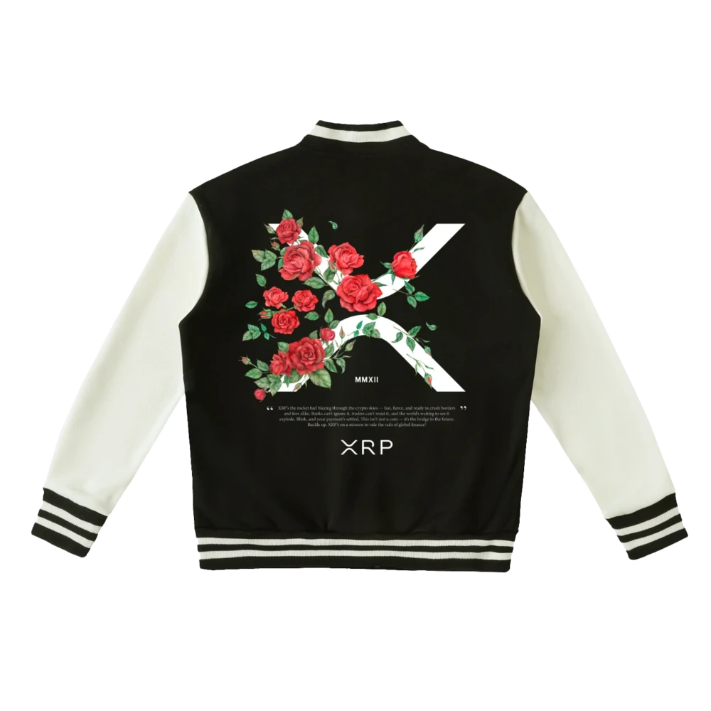 Shop - Xrp Roses Fleeced Varsity Jacket 2