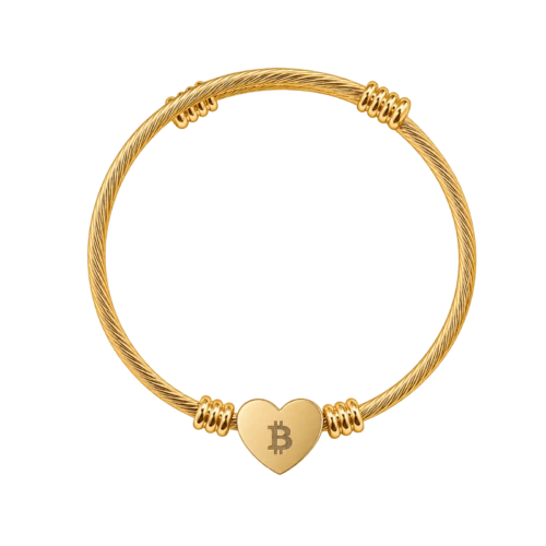 Bitcoin Heart Cuff Bracelet