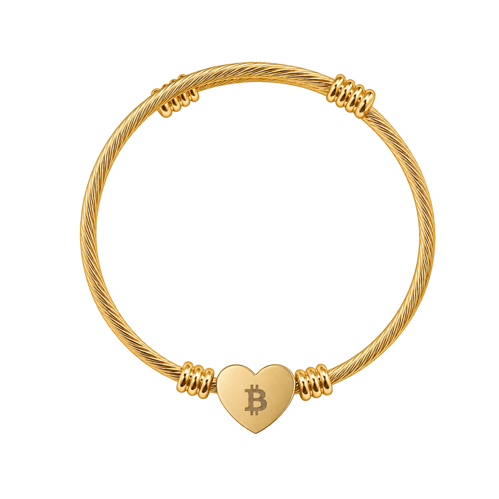 Bitcoin Heart Cuff Bracelet